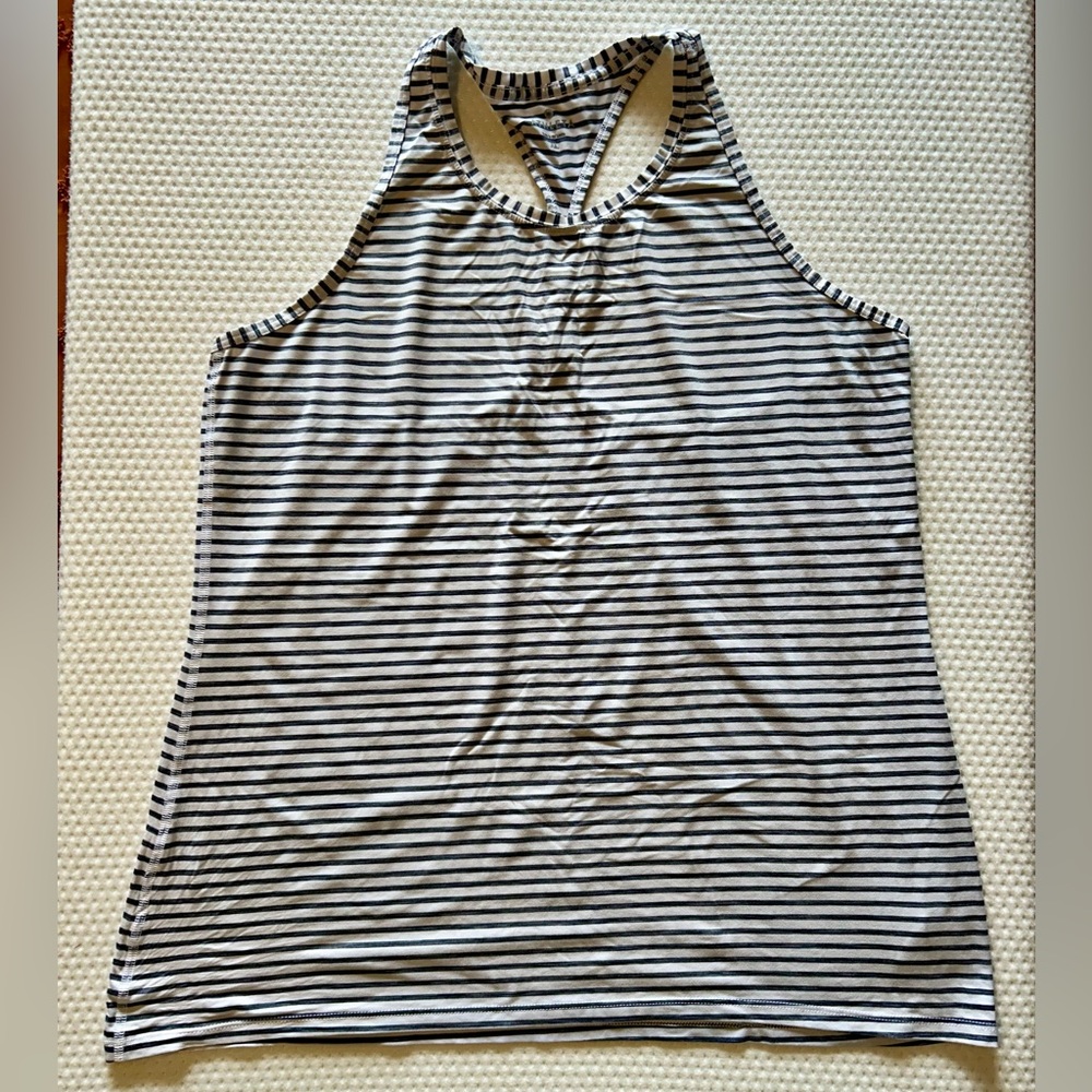 Athleta Black and White Striped Tank Top